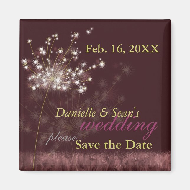 Aimant Mariage des Dandelions Twilight Enregistrer la dat (Devant)