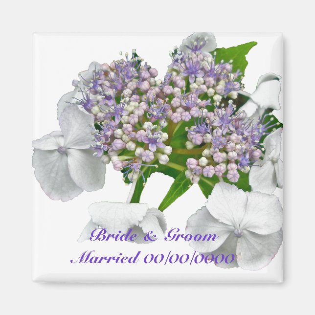 Aimant Mariage en dentelle bleue Hydrangea (Devant)