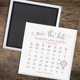 Aimant Mariage Enregistrer la date Calendrier minimaliste