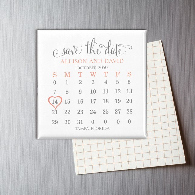 Aimant Mariage Enregistrer la date de vidage 5 lignes Cal (Créateur téléchargé)