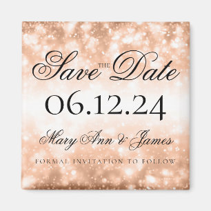 Aimant Mariage Enregistrer La Date Rose Gold Shimmer Lumi