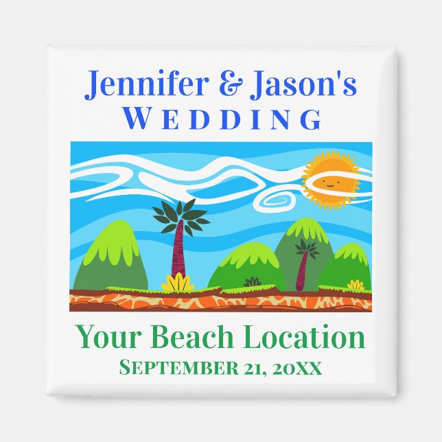 Aimant Mariage Favor Beach Destination Tropicale (Devant)