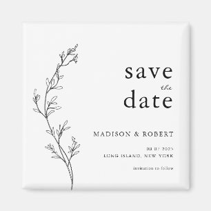 Aimant Mariage floral minimaliste simple Enregistrer la d