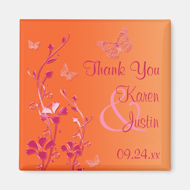 Aimant Mariage floral orange et rose Favoriser l'aimant (Devant)