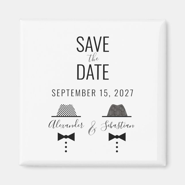 Aimant Mariage Gay Moderne Enregistrer La Date Invitation (Devant)