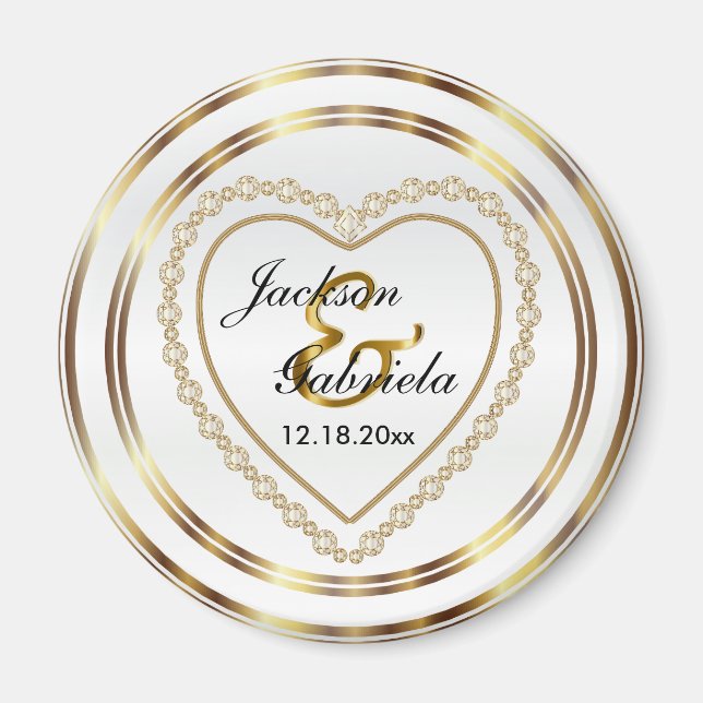Aimant Mariage Gold & White / Anniversaire de conservatio (Devant)