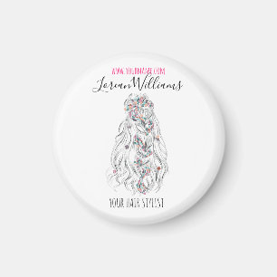 Aimant Mariage Hair Styliste noir blanc Wavy Hair Floral