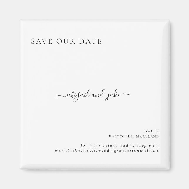 Aimant Mariage minimaliste simple Élégant Sauvez notre da (Devant)