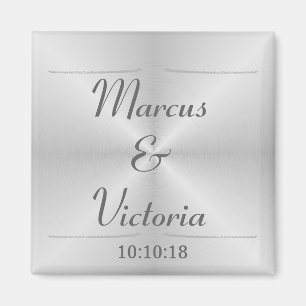 Aimant Mariage Moderne en Métal Brossé