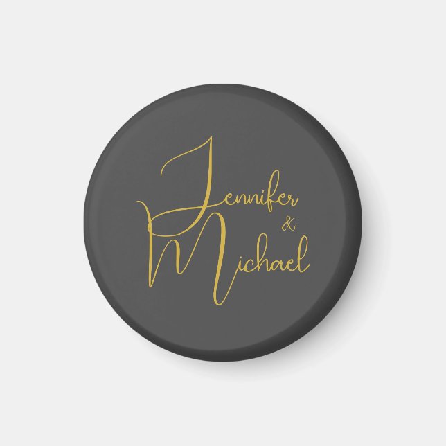 Aimant Mariage Moderne Minimaliste Plain Calligraphie Nom (Devant)