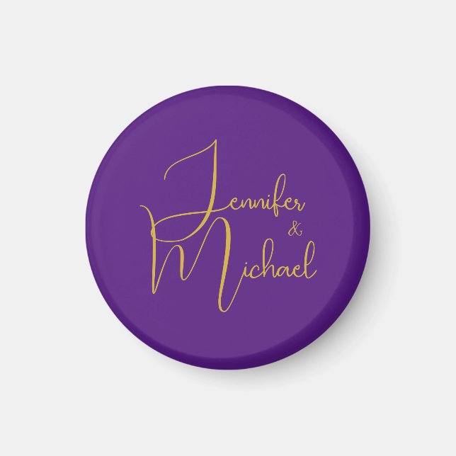 Aimant Mariage Moderne Minimaliste Plain Calligraphie Nom (Devant)