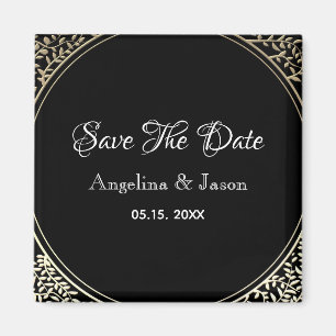 Aimant Mariage noir et or chic Enregistrer la date