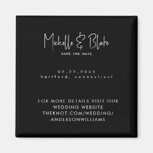 Aimant Mariage noir moderne simple et élégant Enregistrer