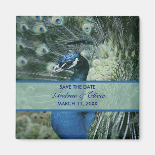 Aimant Mariage Peacock Enregistrer La Date