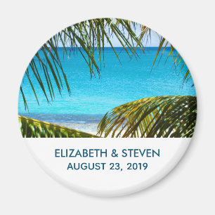 Aimant Mariage romantique Turquoise Tropical Beach