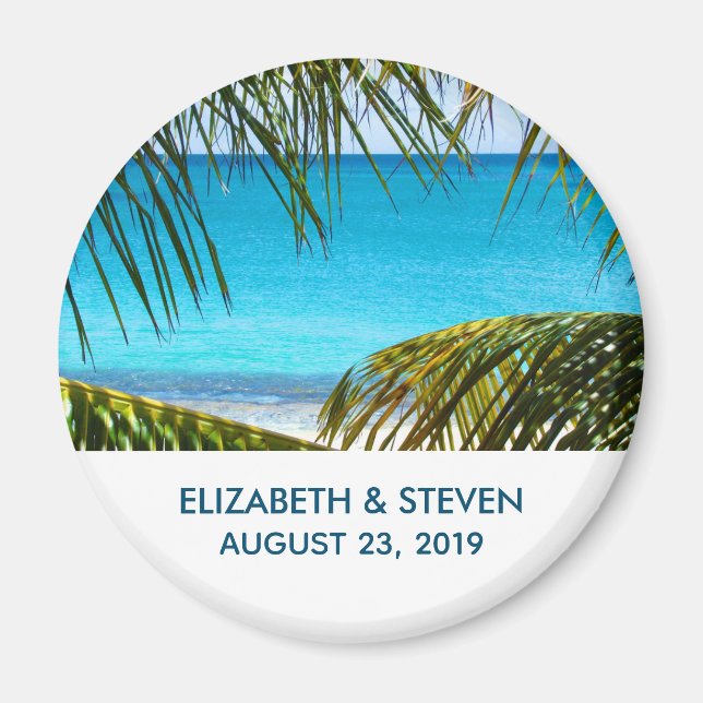 Aimant Mariage romantique Turquoise Tropical Beach (Devant)