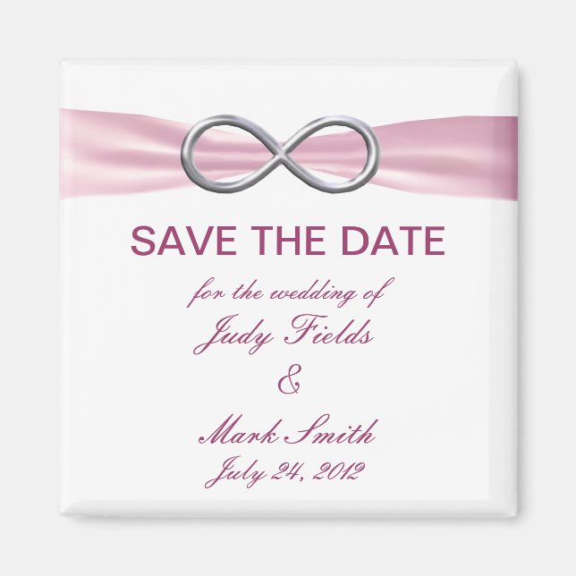 Aimant Mariage rose Infinity Enregistrer L'Aimant Date (Devant)