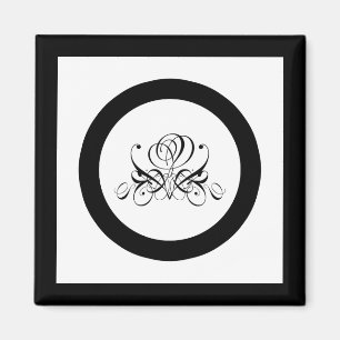 Aimant Mariage Rose noir Calligraphie