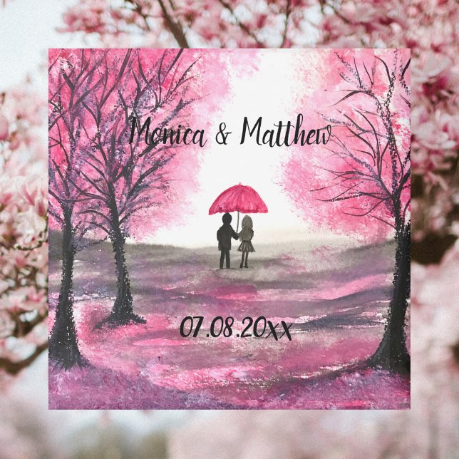 Aimant Mariage rustique amour couple cerisier fleurs arbr (Créateur téléchargé)