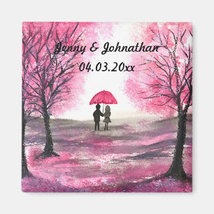 Aimant Mariage rustique amour couple cerisier fleurs arbr