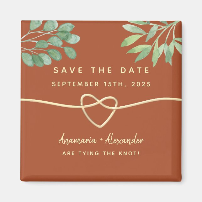 Aimant Mariage Rustique En Terracotta Enregistrer La Date (Devant)