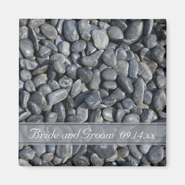 Aimant Mariage Smooth Black Pebbles (Devant)