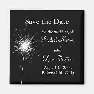 Aimant Mariage Sparkler Enregistrer la date (noir)
