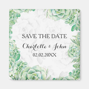 Aimant mariage succulent aquarelle enregistrer la date