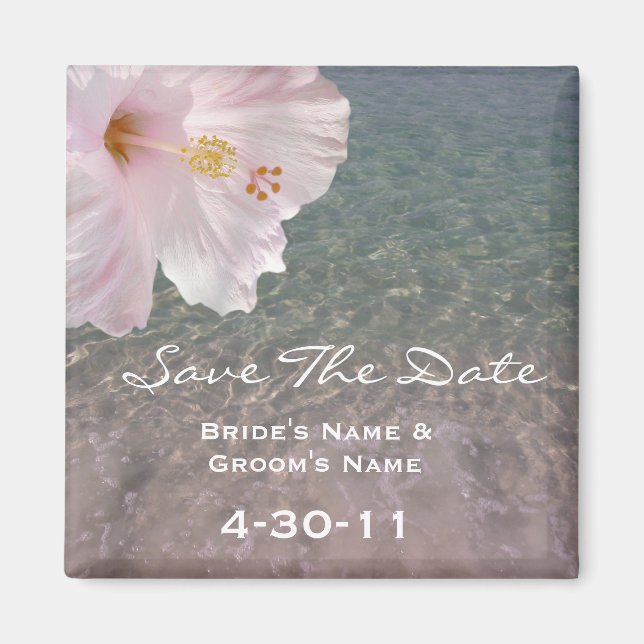 Aimant Mariage Tropical Beach Enregistrer La Date - Hibis (Devant)