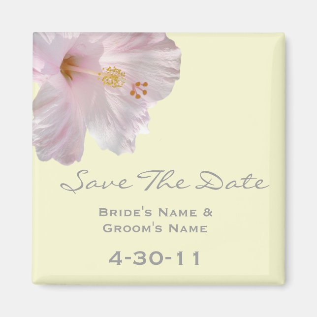 Aimant Mariage Tropical Enregistrer La Date - Hibiscus (Devant)
