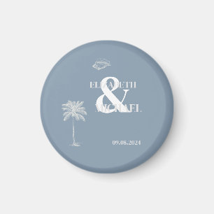 Aimant Mariage tropical minimaliste Dusty Blue