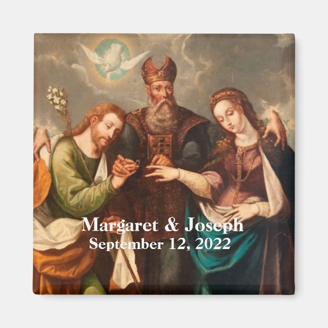 Aimant Mariage vintage catholique personnalisé Faveurs (Devant)