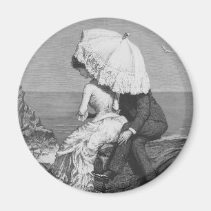 Aimant Mariage Vintage, Jeunes mariés au bord de la mer