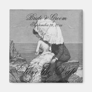 Aimant Mariage vintage, Nouveaux mariés à la plage Économ