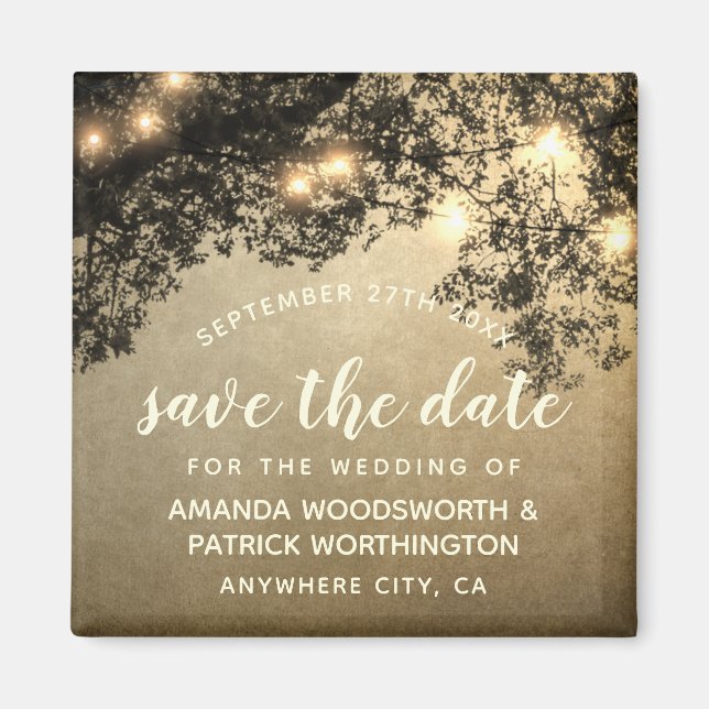 Aimant Mariage Vintage rustique Enregistrer la date Magne (Devant)