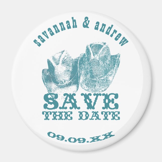 Aimant Mariages Vintage Occidentaux Aquamarine (Devant)