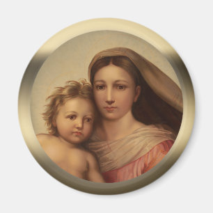 Aimant Marie douce et Jésus enfant Sistine madonna Prang