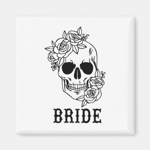Aimant Mariée Groom Crâne floral Halloween Mariage Bachel