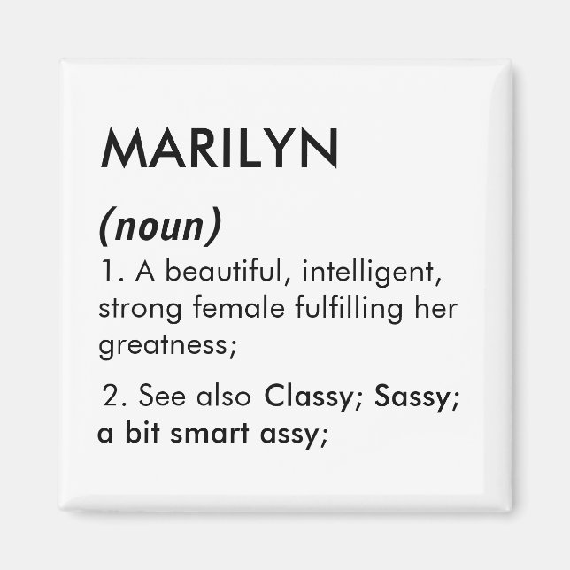 Aimant Marilyn name, Editable name, Custom name (Devant)