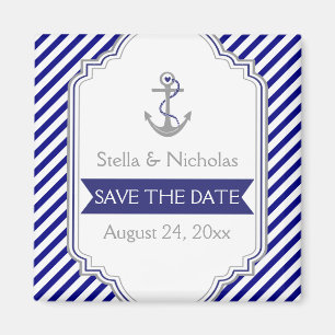 Aimant Marine bleu ancre mariage nautique Enregistrer la 