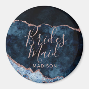 Aimant Marine Bleu et Rose or huile Agate Marbre Bridesma