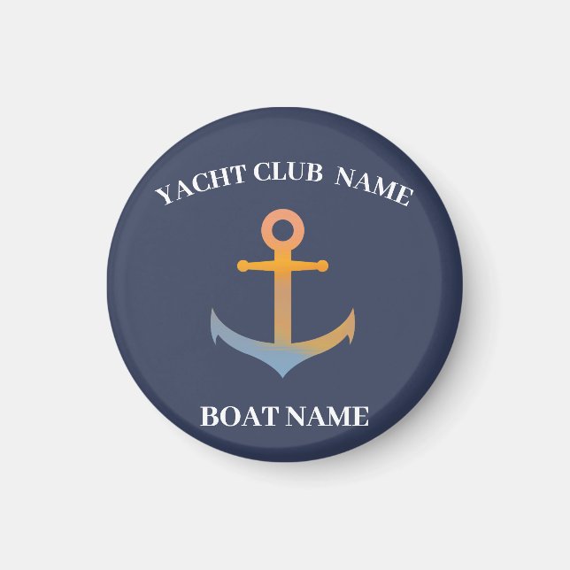Aimant Marine bleue Ancre nautique club nautique (Devant)