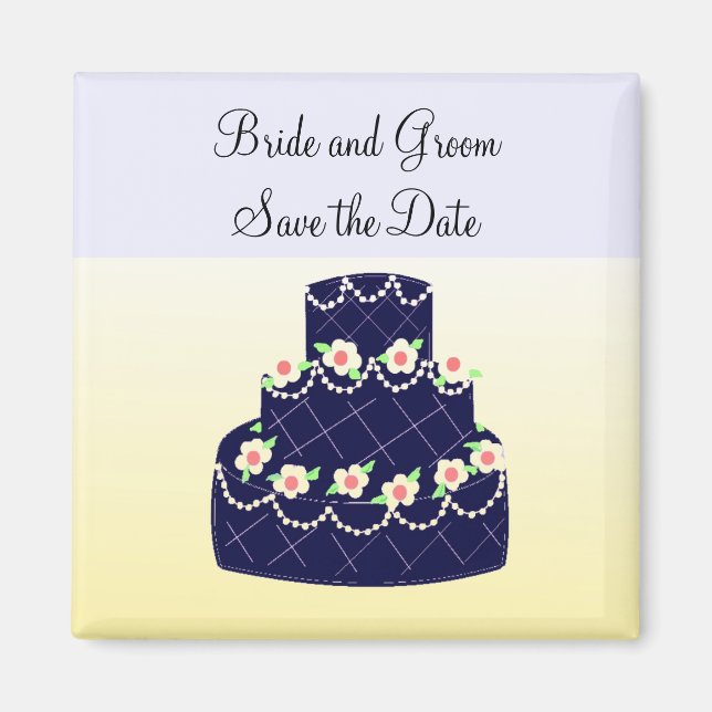 Aimant Marine Blue Cake Enregistrer la date (Devant)