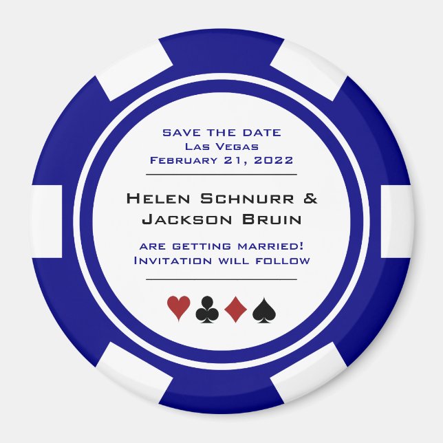 Aimant Marine Blue Casino Poker Chip Mariage Enregistrer  (Devant)