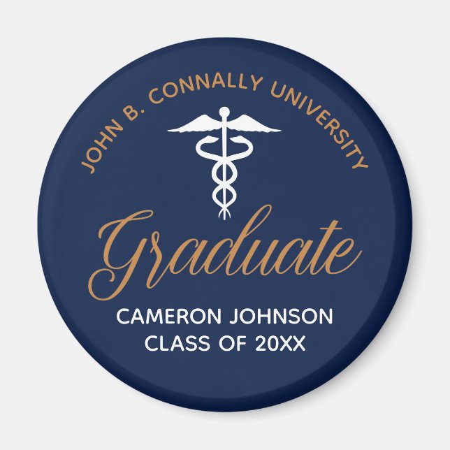 Aimant Marine Blue Gold Médicale School Graduation Keepsa (Devant)