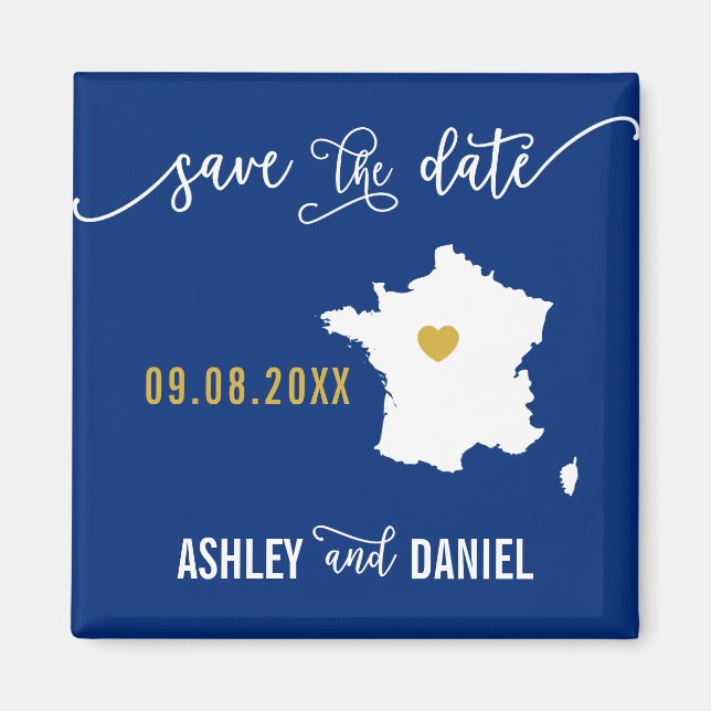 Aimant Marine France Mariage Enregistrer la carte des dat (Devant)
