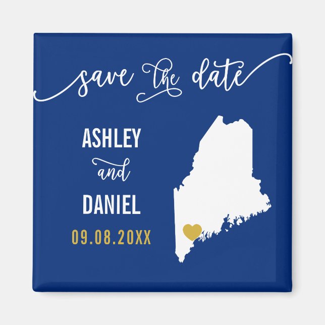 Aimant Marine Maine Mariage Enregistrer la carte de la da (Devant)