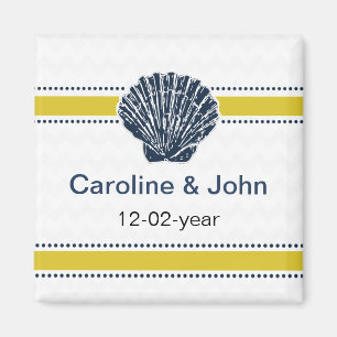 Aimant Marine Mariage bleu et jaune coquillage