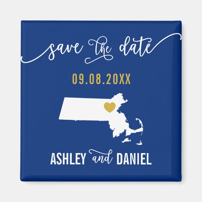 Aimant Marine Massachusetts Mariage Enregistrer la carte  (Devant)