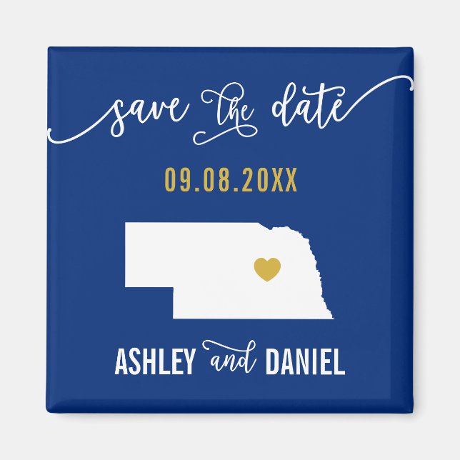 Aimant Marine Nebraska Mariage Enregistrer la carte de la (Devant)